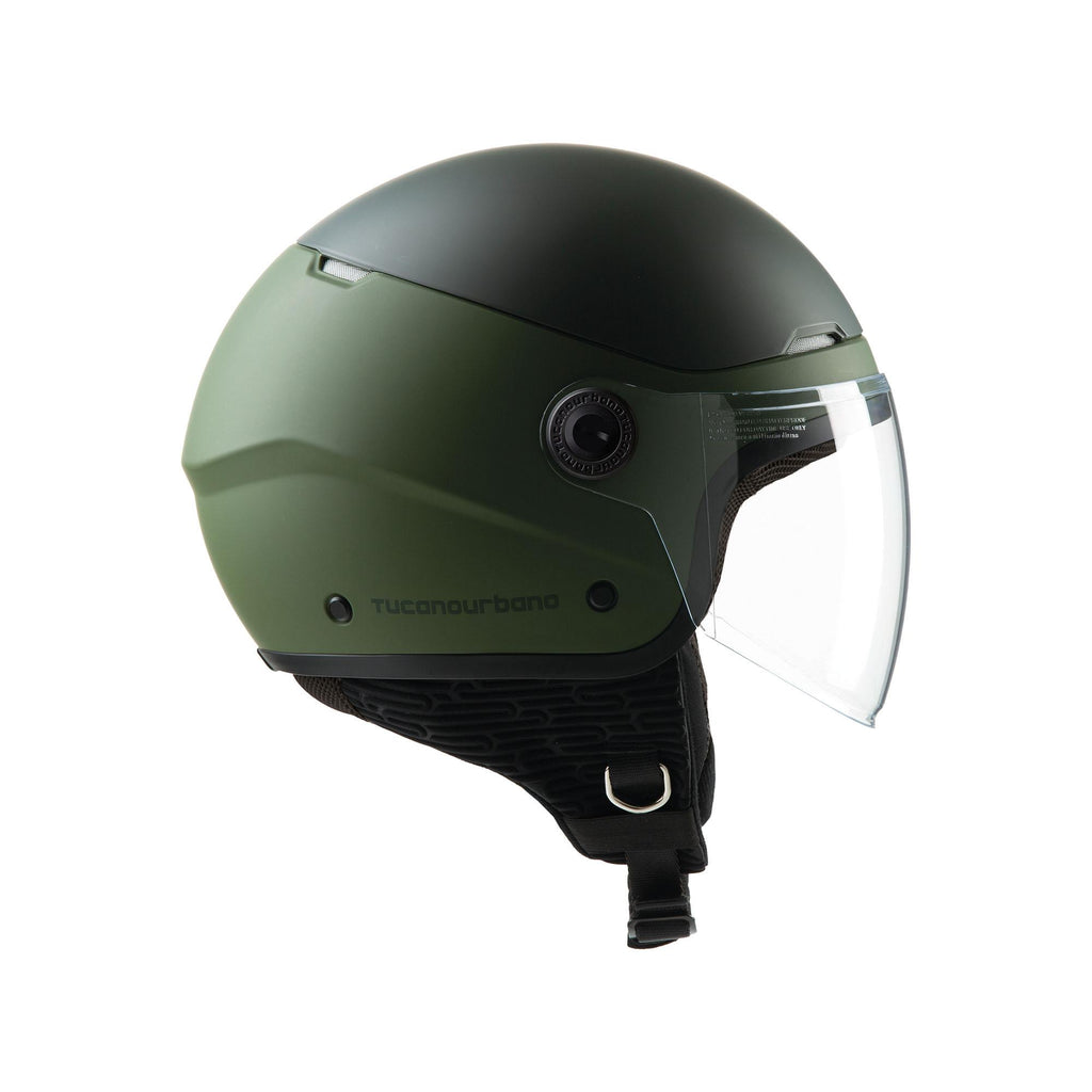 Casco Demi-Jet doppia Visiera Tucano Urbano EL POP colore VERDE AIRBONE OPACO *