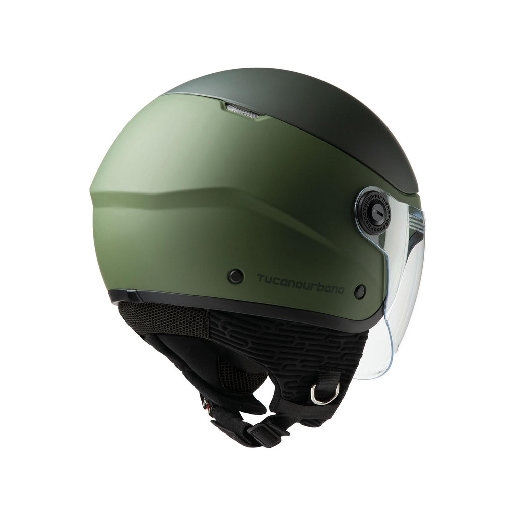 Casco Demi-Jet doppia Visiera Tucano Urbano EL POP colore VERDE AIRBONE OPACO *