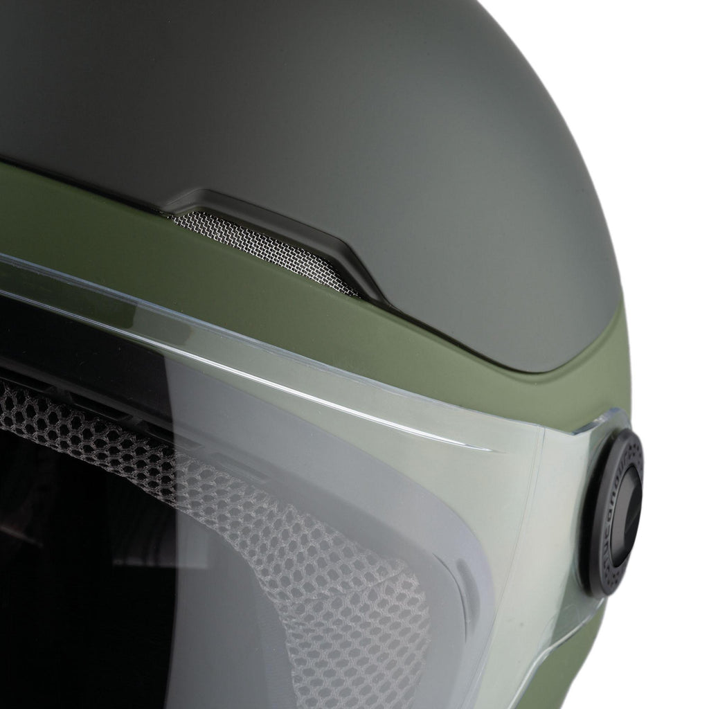 Casco Demi-Jet doppia Visiera Tucano Urbano EL POP colore VERDE AIRBONE OPACO *