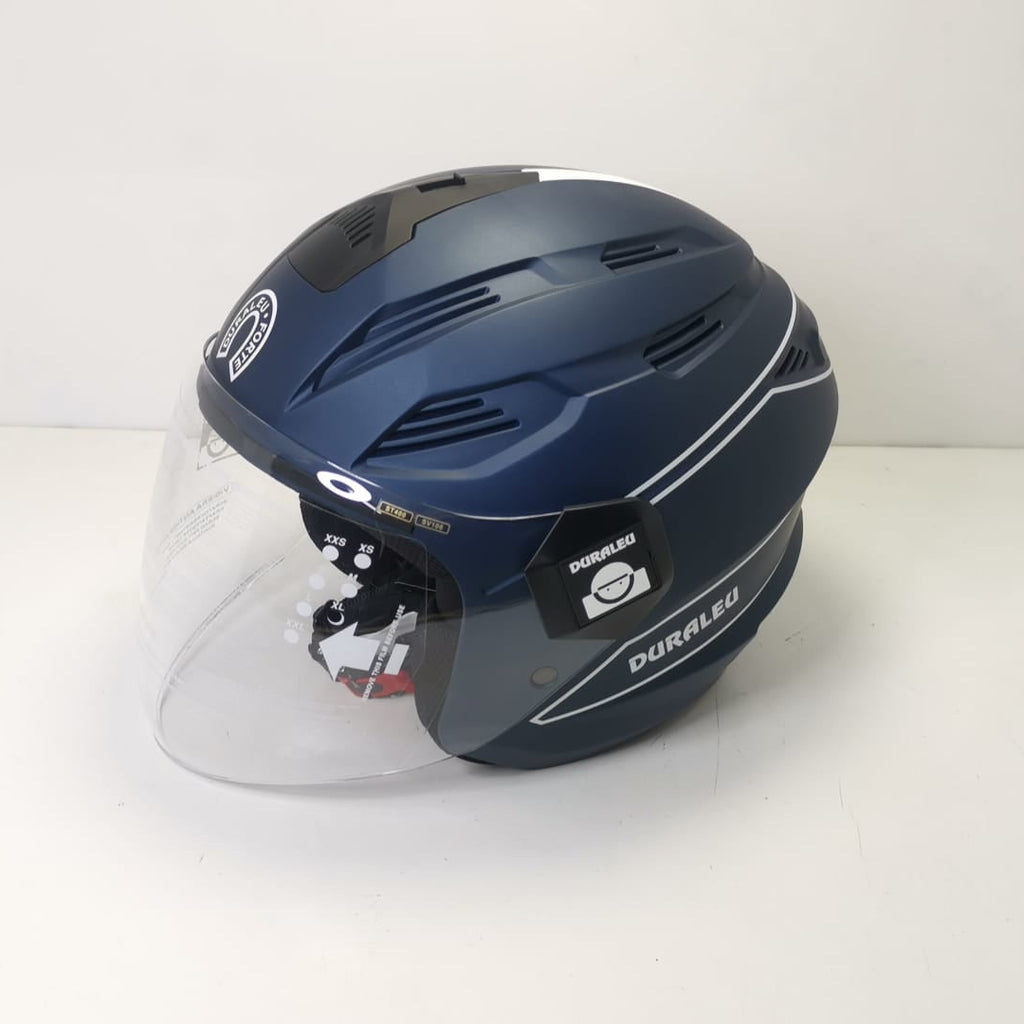 DURALEU TRENDY Casco jet visiera - BLU OPACO *