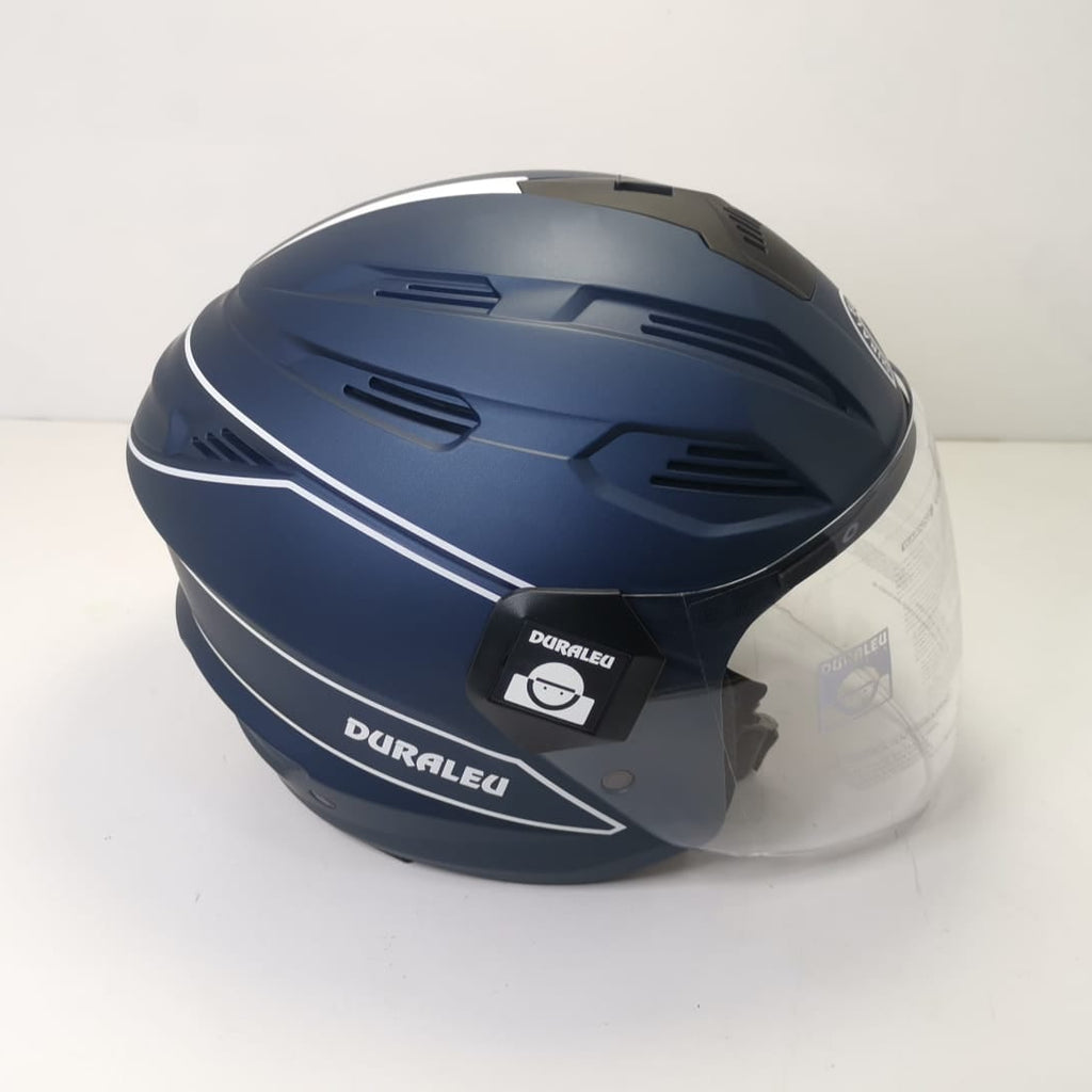 DURALEU TRENDY Casco jet visiera - BLU OPACO *