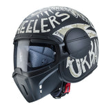 -CABERG GHOST NUKE- MATT BLACK/GREY CAFE RACER Casco Jet Visiera Componibile