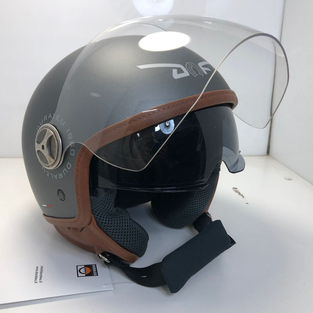 * Duraleu Easy 2.1 - Titanio / Matt Titanium - Casco Jet Visiera Vintage