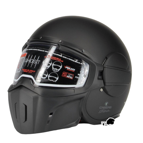 -Caberg Ghost Matt Black - Casco Moto Cafe Racer  Casco Jet Visiera Componibile