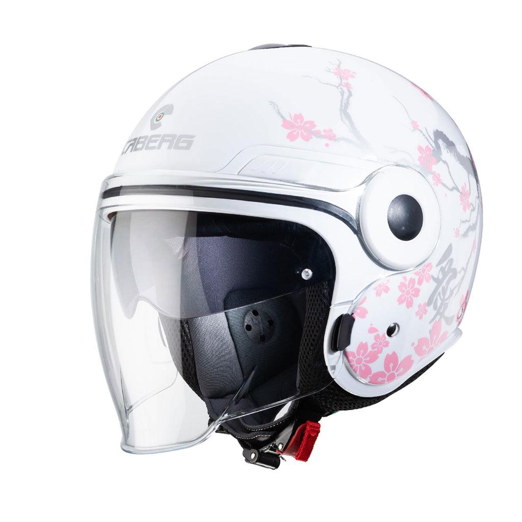 -CABERG UPTOWN - BLOOM WHITE/SILVER/PINK - CASCO JET DOPPIA VISIERA