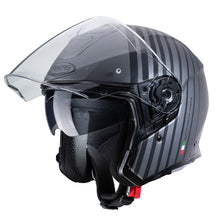 Carica l&#39;immagine nel visualizzatore di Gallery, -CABERG FLYON - BAKARI MATT GUN METAL/ BLACK - CASCO JET DOPPIA VISIERA