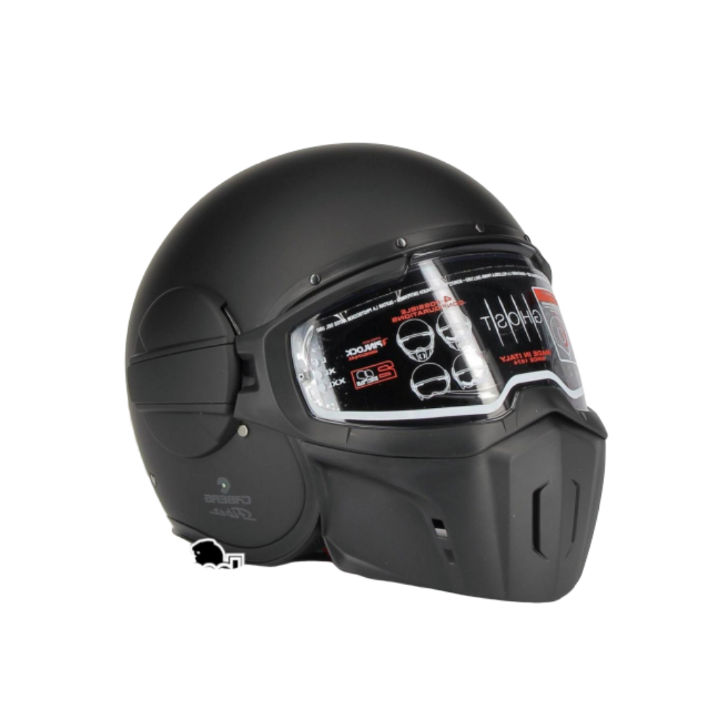 -Caberg Ghost Matt Black - Casco Moto Cafe Racer  Casco Jet Visiera Componibile